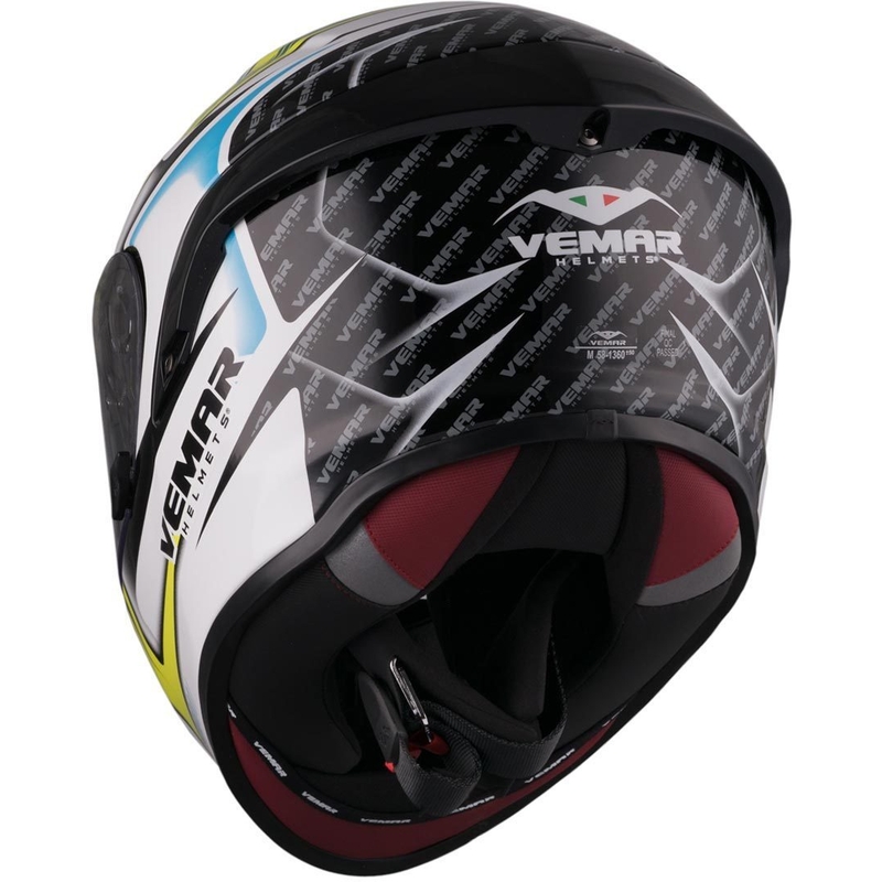 Cască integrală Vemar Hurricane Racing negru-alb-albastru-galben-albastru