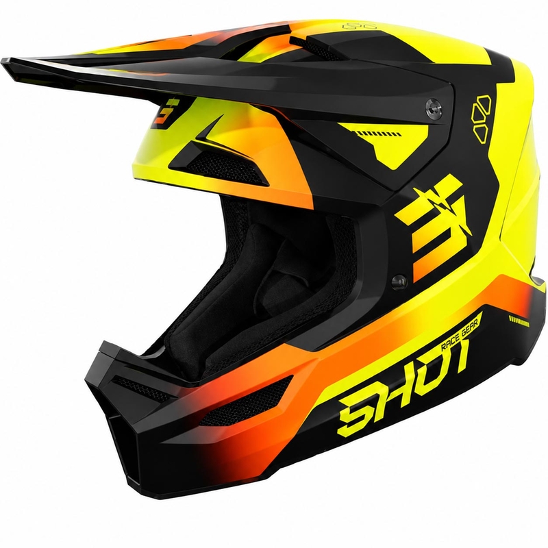 Cască de motocross pentru copii Shot Furious Rocket, galben fluo strălucitor