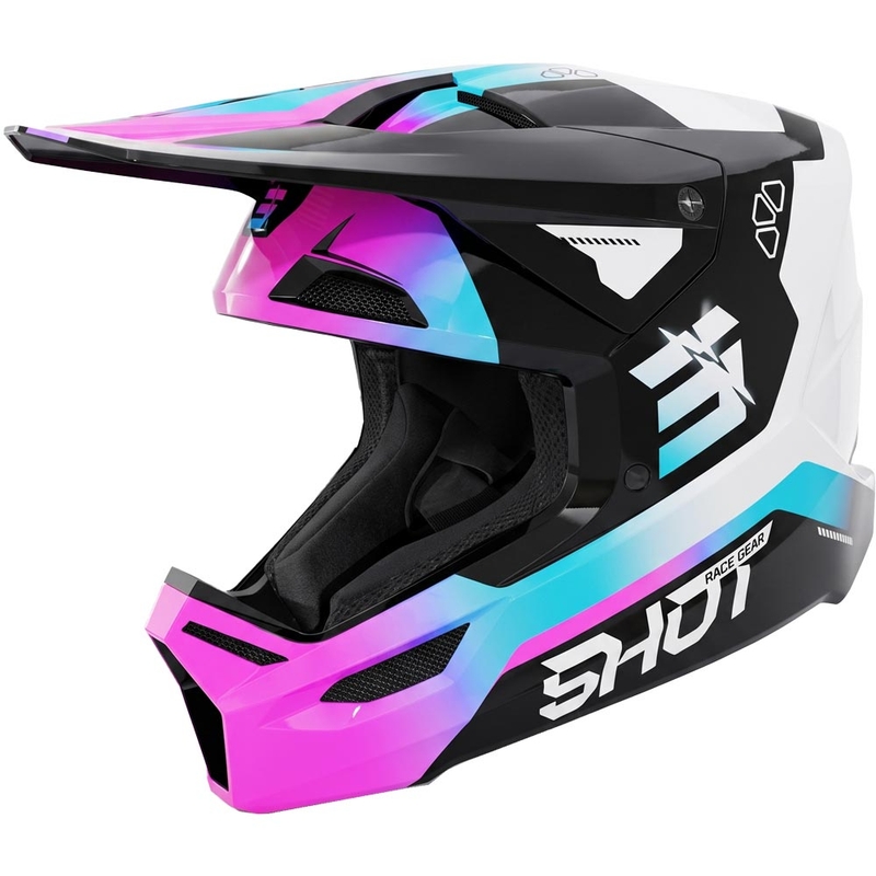 Cască de motocross pentru copii Shot Furious Rocket, roz strălucitor