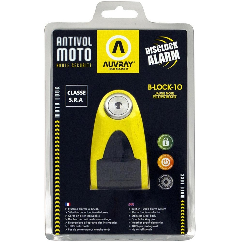 Blocator disc de frână Auvray B-Lock 10 Alarmă 120 dB galben