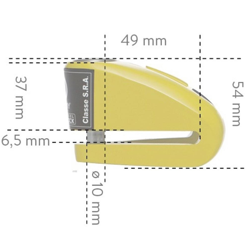 Blocator disc de frână Auvray B-Lock 10 Alarmă 120 dB galben