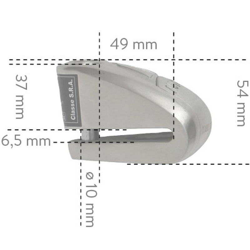 Blocator disc de frână Auvray B-Lock 10 cu alarmă 120 dB, oțel argintiu