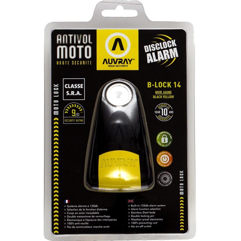 Blocator disc de frână Auvray B-Lock 14 cu alarmă, negru
