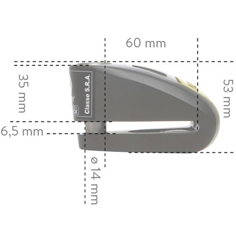 Blocator disc de frână Auvray B-Lock 14 cu alarmă, negru