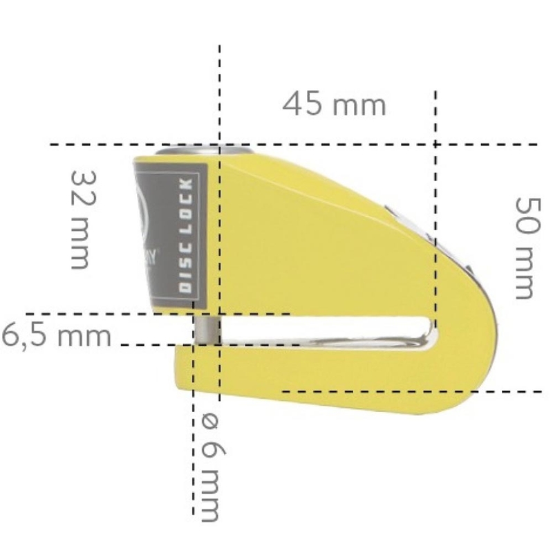 Blocator disc de frână Auvray B-Lock 06 cu alarmă 120 dB, galben