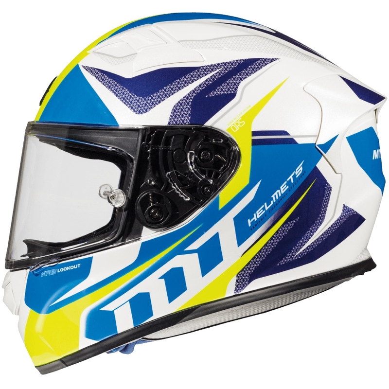 MT Kre Lookout cască de motocicletă integrală alb-albastru-galben-fluo lichidare