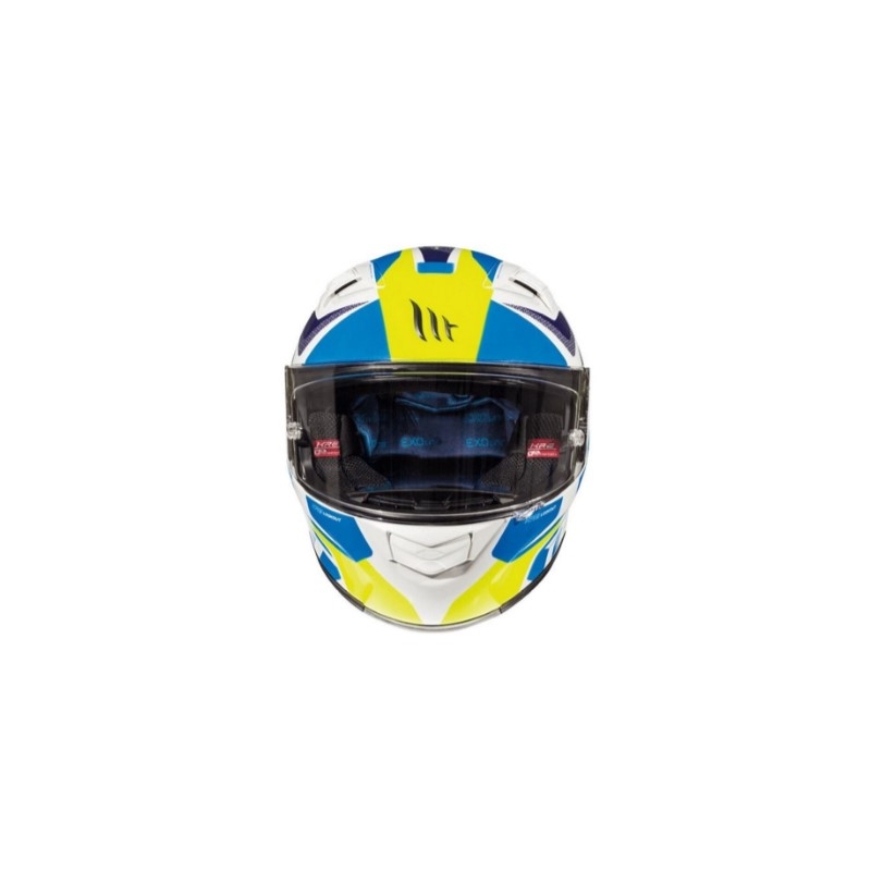 MT Kre Lookout cască de motocicletă integrală alb-albastru-galben-fluo lichidare