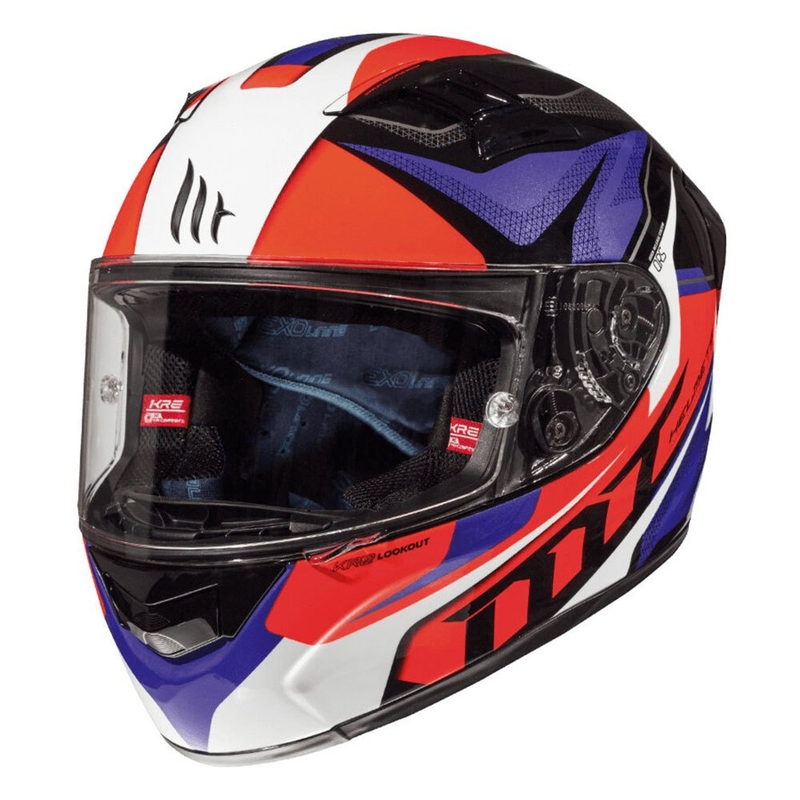 MT Kre Lookout Albastru-Negru-Negru-Fluo Red Integral Motociclete Casca lichidare