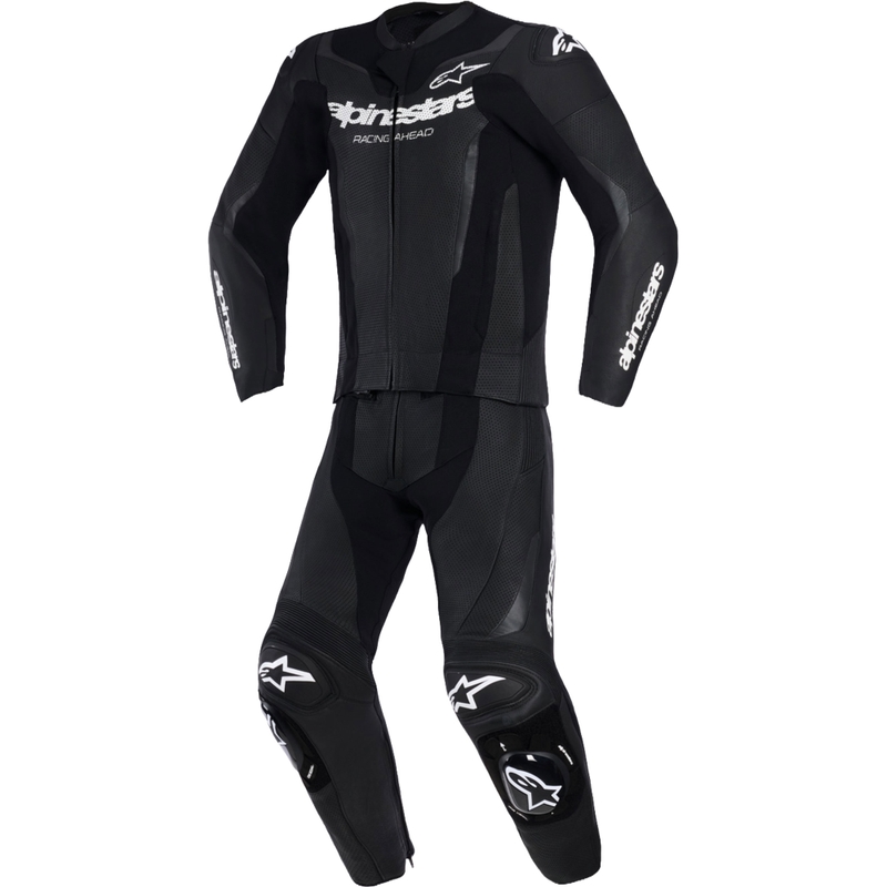 Costum de piele Alpinestars GP Force V2 din două piese, negru-alb