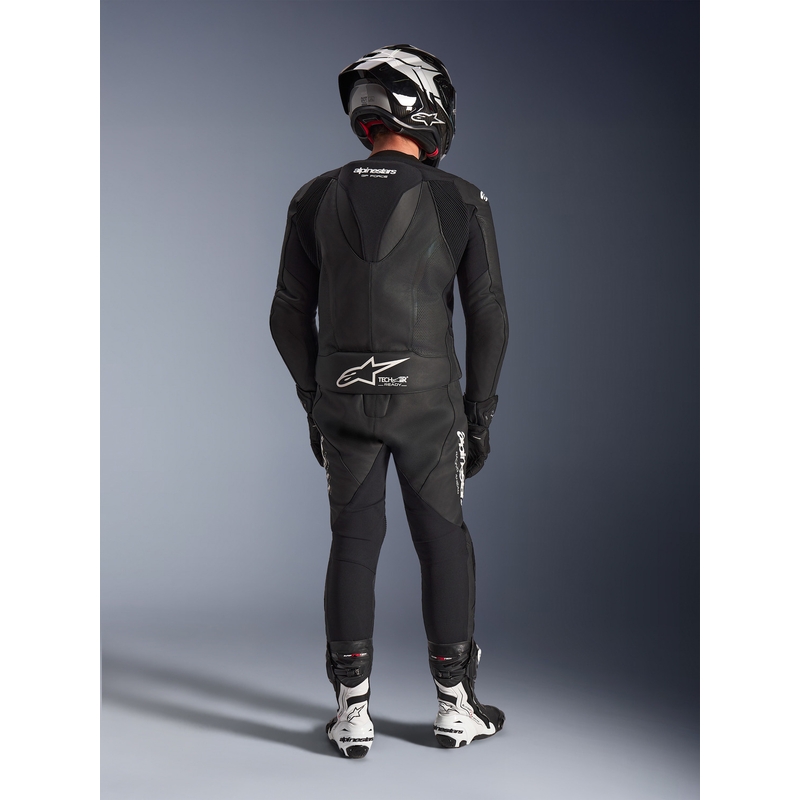Costum de piele Alpinestars GP Force V2 din două piese, negru-alb
