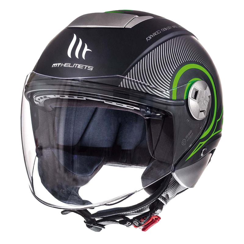 Cască de motocicletă Open MT City Eleven SV Tron Black Matte Fluo Green Vânzare lichidare