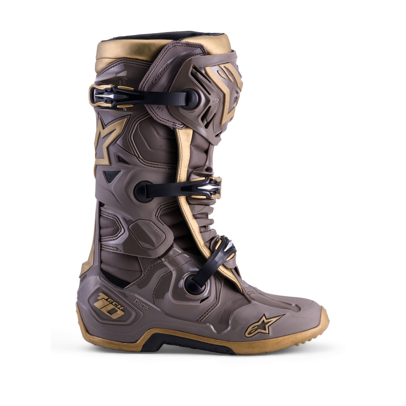 Ghete Motocicletă Alpinestars TECH 10 Ediție Limitată AIR GOLD Maro Auriu