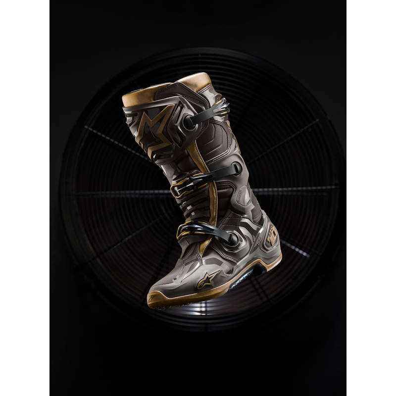 Ghete Motocicletă Alpinestars TECH 10 Ediție Limitată AIR GOLD Maro Auriu
