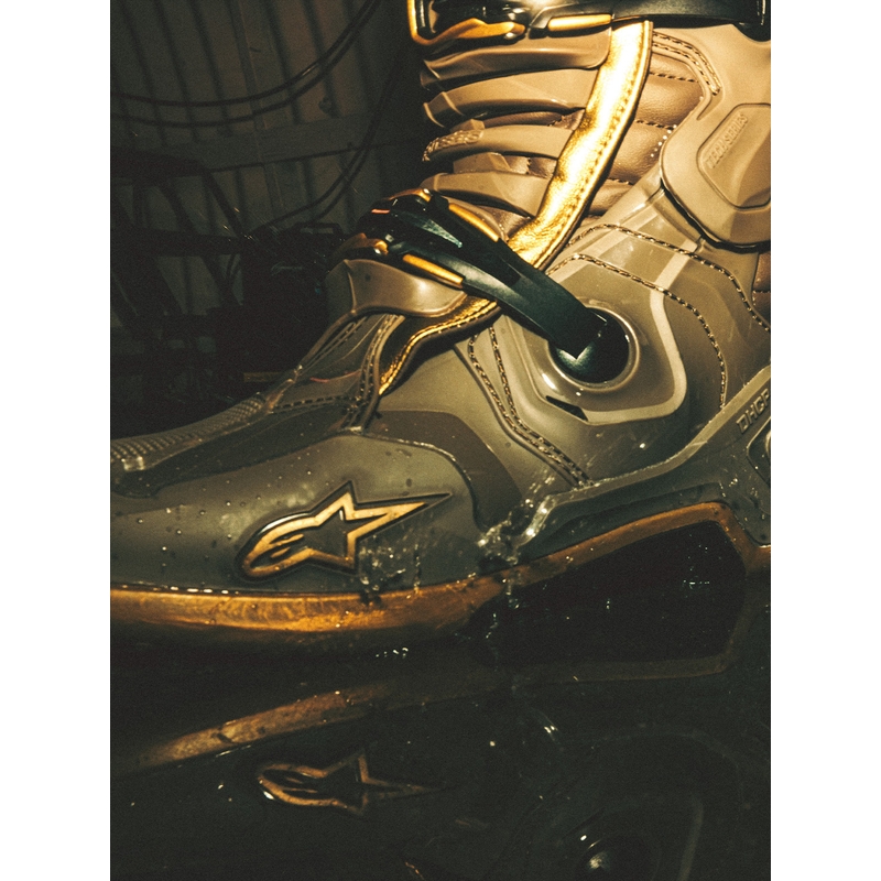 Ghete Motocicletă Alpinestars TECH 10 Ediție Limitată AIR GOLD Maro Auriu