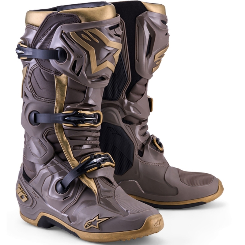 Ghete Motocicletă Alpinestars TECH 10 Ediție Limitată AIR GOLD Maro Auriu