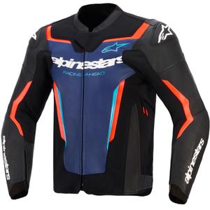 Geacă de piele pentru motocicletă Alpinestars GP Force V2 negru-albastru-roșu fluo