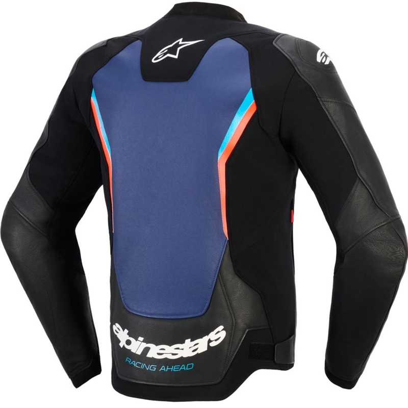 Geacă de piele pentru motocicletă Alpinestars GP Force V2 negru-albastru-roșu fluo