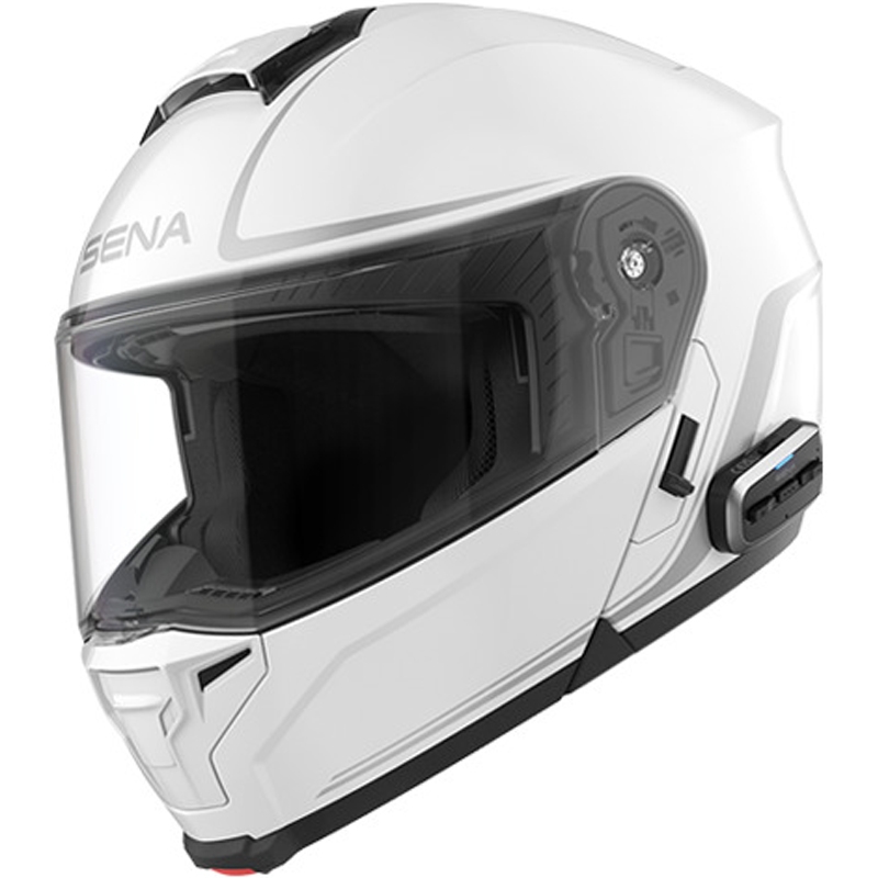 Cască de motocicletă pliabilă cu căști SENA Outrush 2 albă