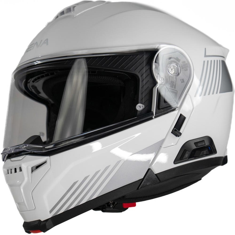 Cască de motocicletă pliabilă cu căști SENA Specter albă