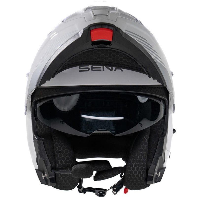 Cască de motocicletă pliabilă cu căști SENA Specter albă