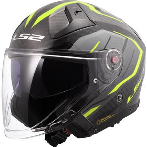 Cască de motocicletă deschisă LS2 OF603 Infinity II C Urus galben fluo