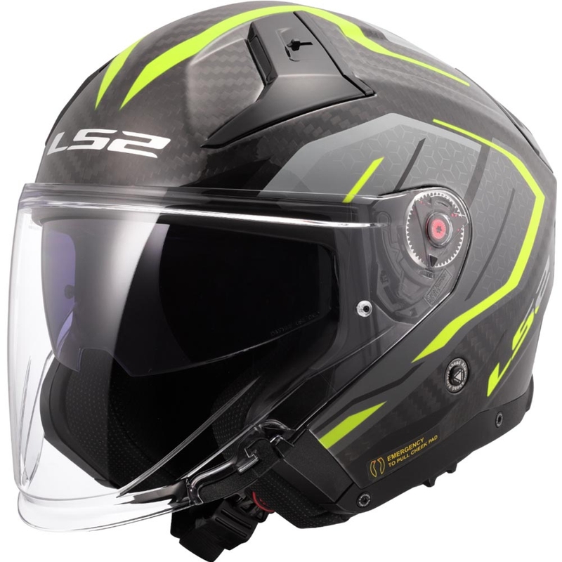 Cască de motocicletă deschisă LS2 OF603 Infinity II C Urus galben fluo