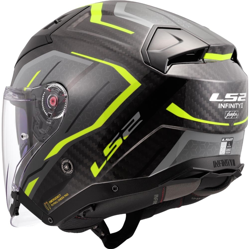 Cască de motocicletă deschisă LS2 OF603 Infinity II C Urus galben fluo