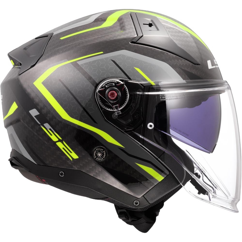 Cască de motocicletă deschisă LS2 OF603 Infinity II C Urus galben fluo