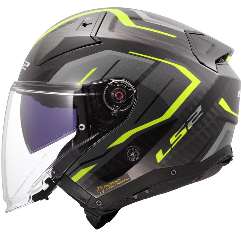 Cască de motocicletă deschisă LS2 OF603 Infinity II C Urus galben fluo