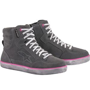 Ghete moto Alpinestars J-6 impermeabile pentru femei, gri deschis-roz