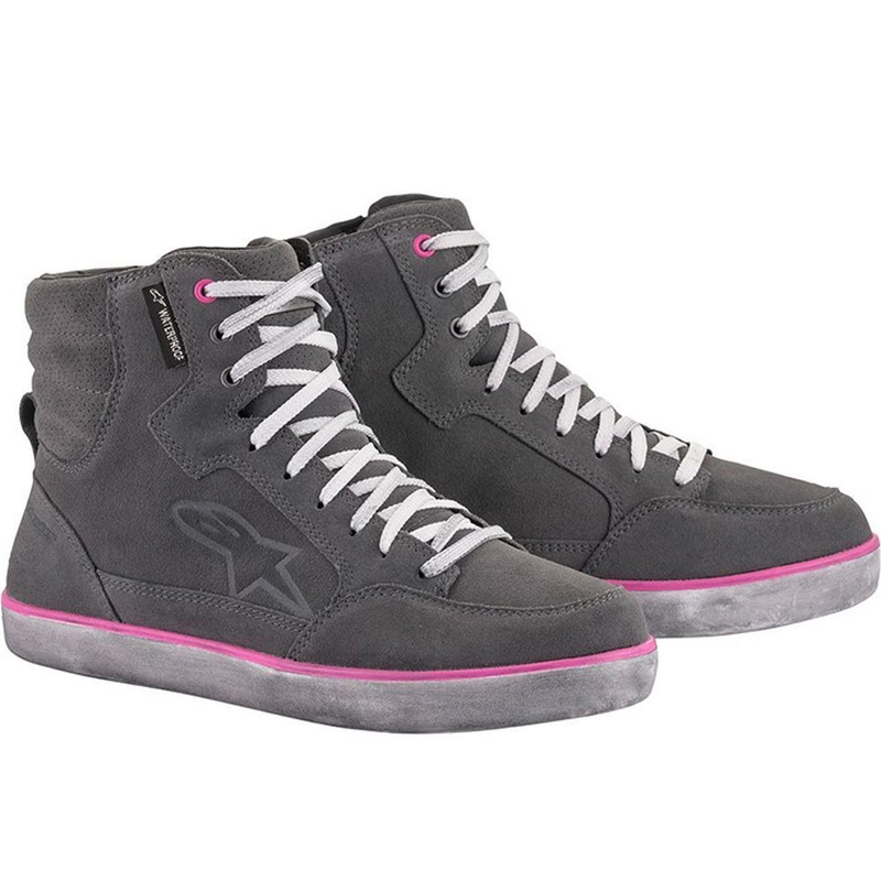 Ghete moto Alpinestars J-6 impermeabile pentru femei, gri deschis-roz