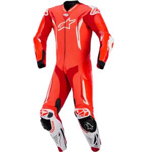 Costum de piele pentru motocicletă Alpinestars GP TECH V5, dintr-o singură piesă, roșu fluo-roșu-alb