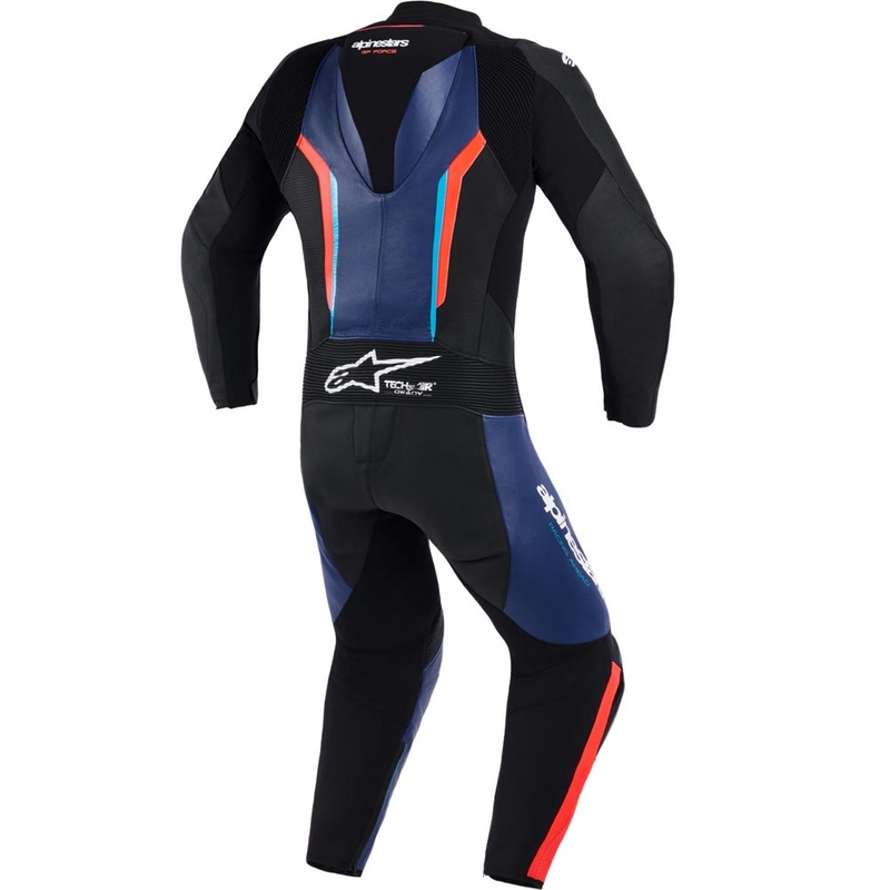 Costum de motocicletă Alpinestars GP FORCE V2 dintr-o singură piesă negru-albastru-roșu fluo