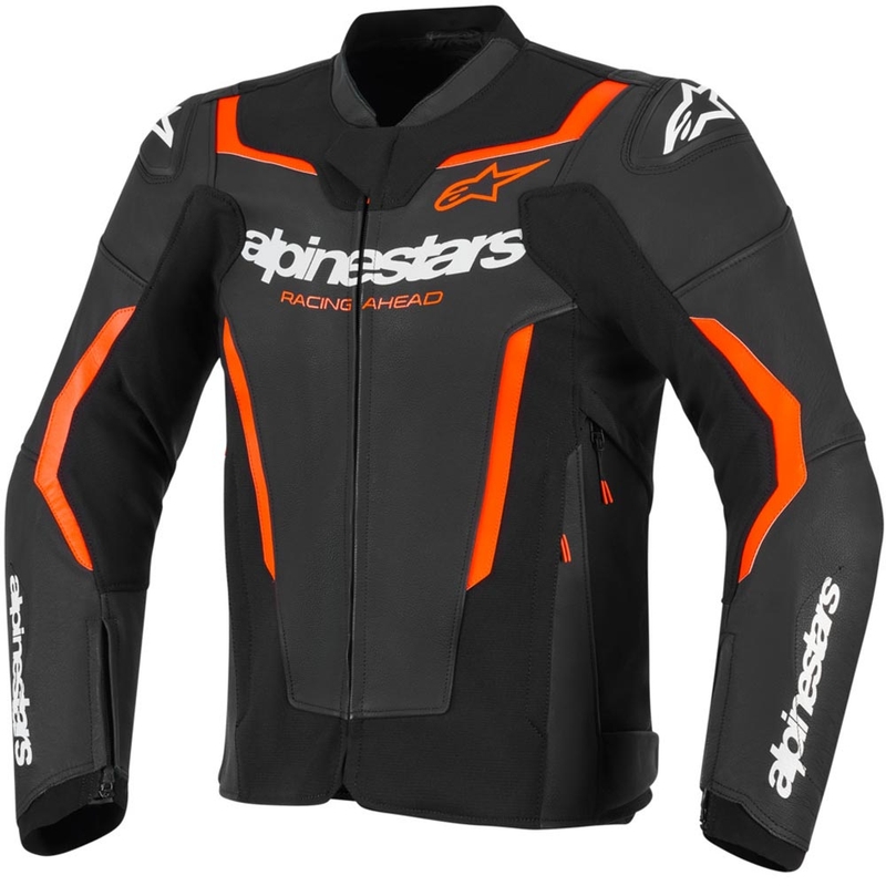 Geacă de piele pentru motocicletă Alpinestars GP Force V2 negru-roșu fluo-alb