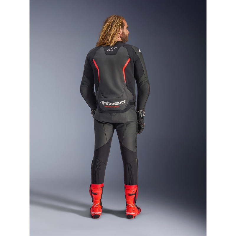 Geacă de piele pentru motocicletă Alpinestars GP Force V2 negru-roșu fluo-alb
