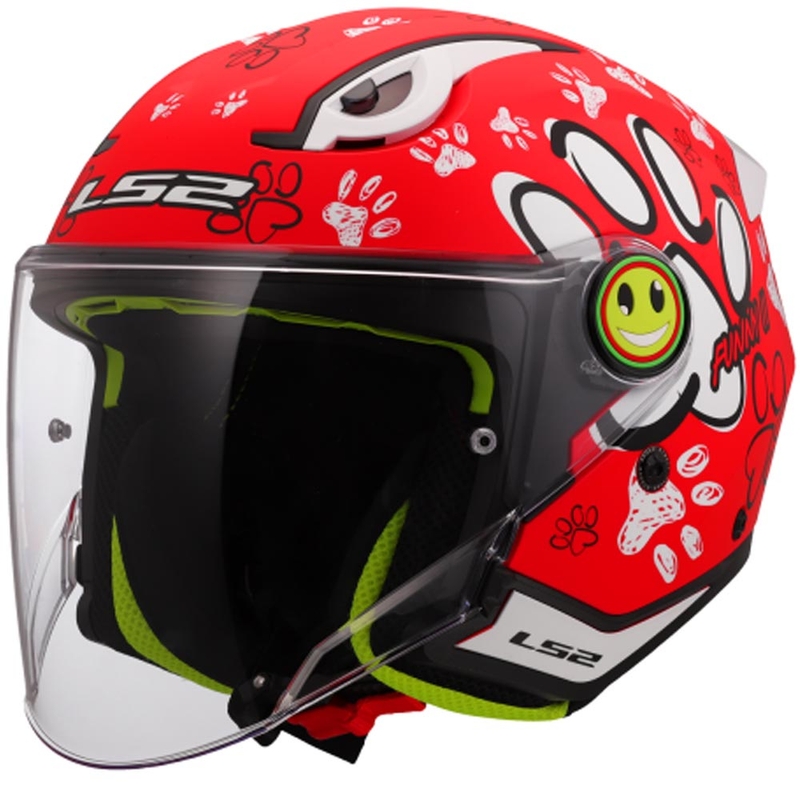 Cască de motocicletă deschisă pentru copii LS2 OF622 Funny II Paws roșie
