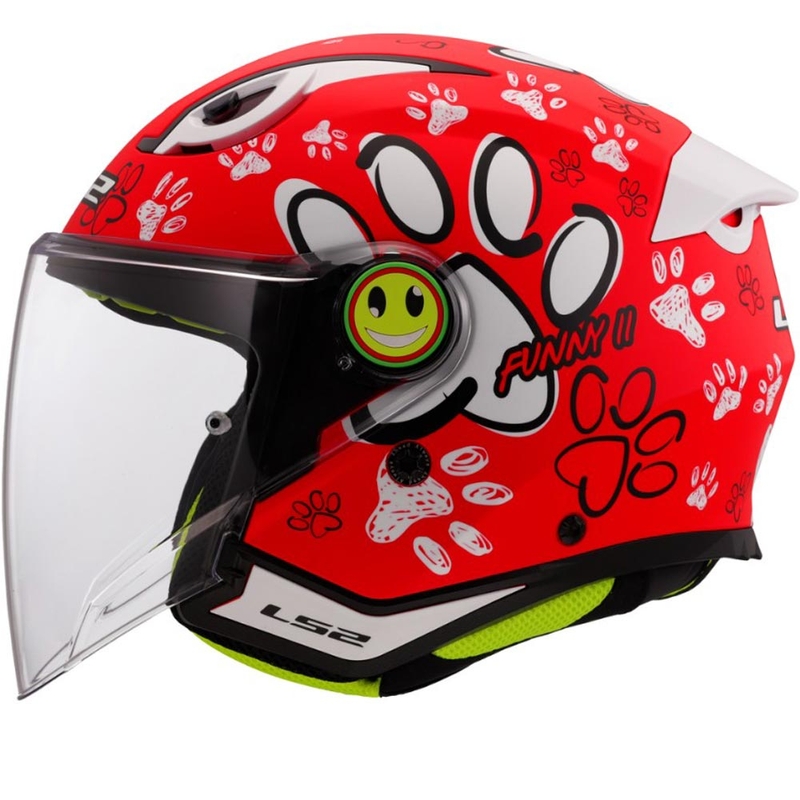 Cască de motocicletă deschisă pentru copii LS2 OF622 Funny II Paws roșie