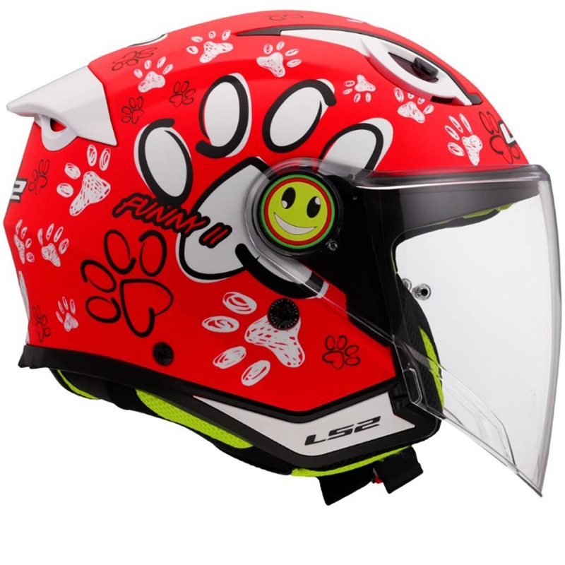 Cască de motocicletă deschisă pentru copii LS2 OF622 Funny II Paws roșie