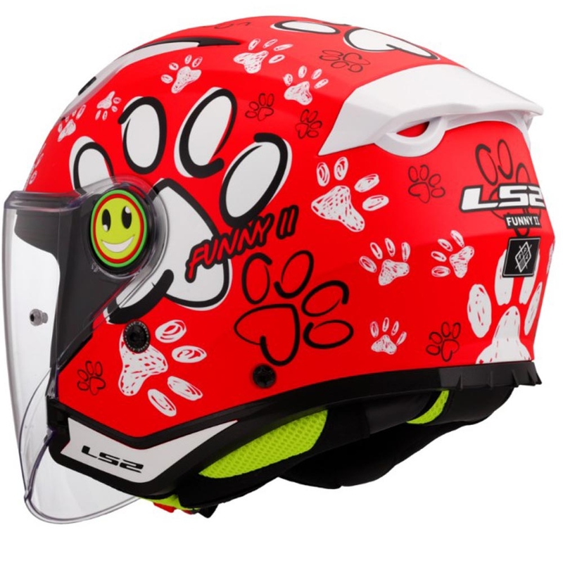 Cască de motocicletă deschisă pentru copii LS2 OF622 Funny II Paws roșie