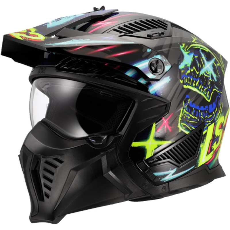 Cască de motocicletă trial LS2 OF606 Drifter Rayz negru-albastru
