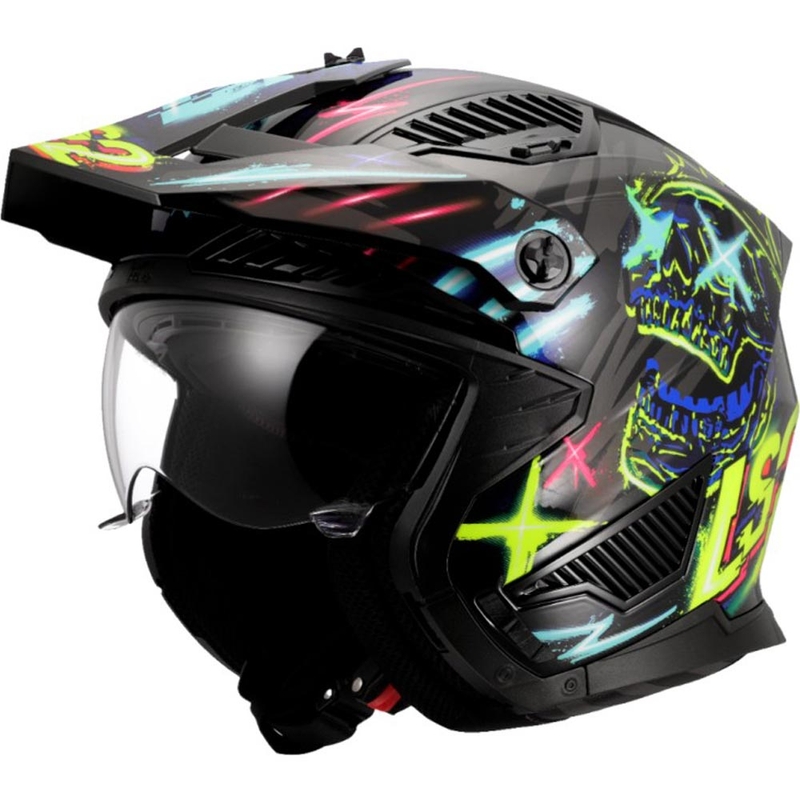 Cască de motocicletă trial LS2 OF606 Drifter Rayz negru-albastru