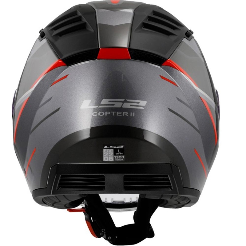 Cască de motocicletă deschisă LS2 OF600 Copter II Diston gri-roșu