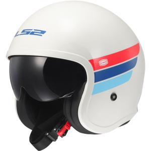 Cască de motocicletă deschisă LS2 OF599 Spitfire II Retro alb-albastru-roșu