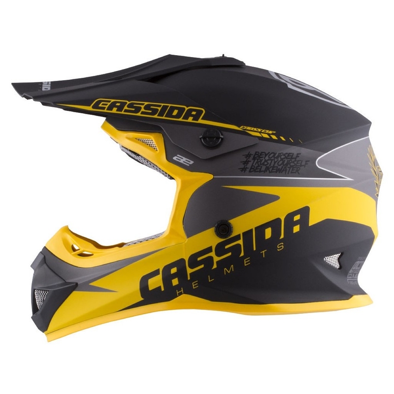 Cască de motocross pentru copii Cassida Libor Podmol negru-galben-gri