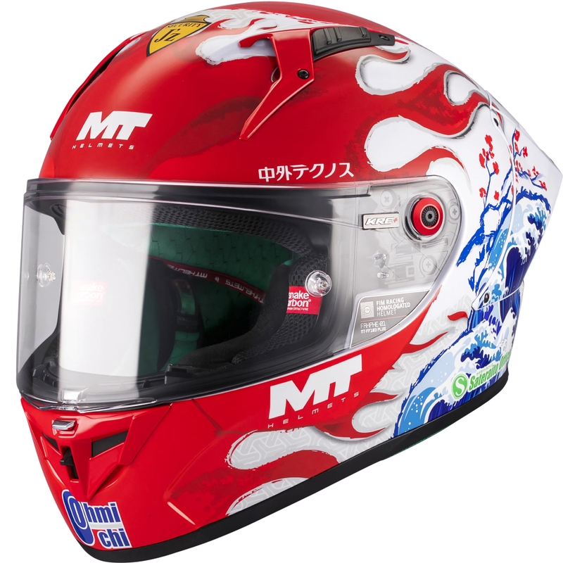 Cască integrală pentru motocicletă KRE + S Yamanaka A5 roșu-alb