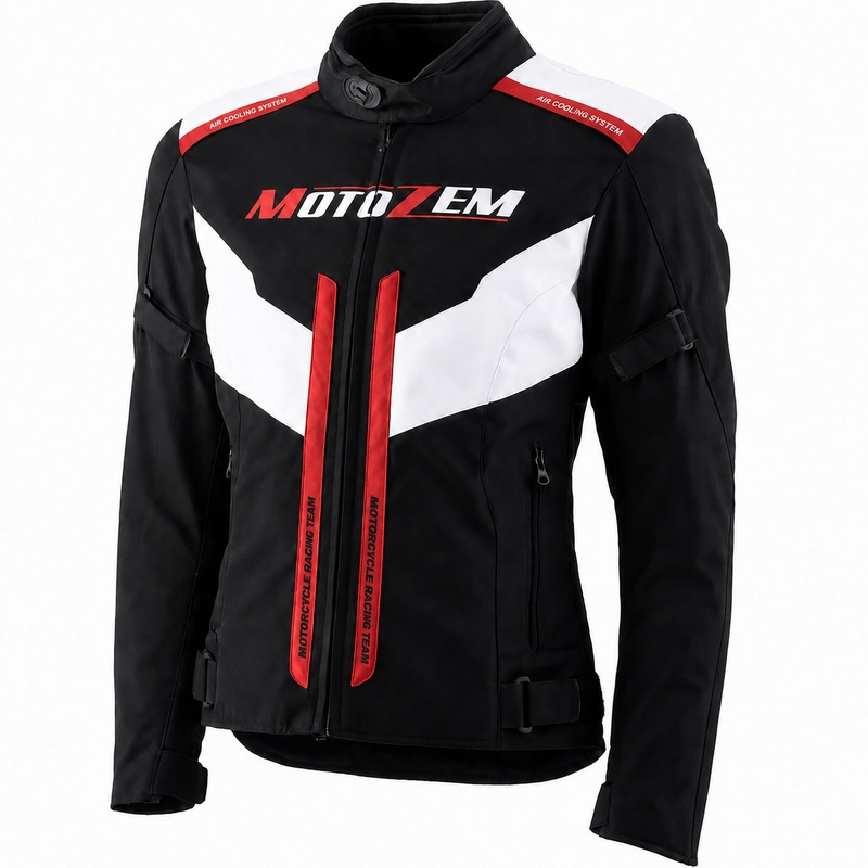 Geacă de motocicletă pentru femei Motozem Team 2 negru-alb