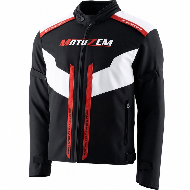 Geacă de motocicletă Motozem Team 2 negru-alb