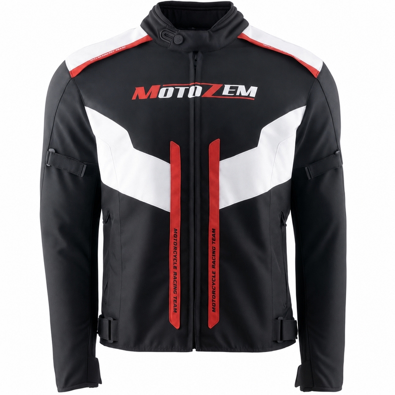 Geacă de motocicletă Motozem Team 2 negru-alb