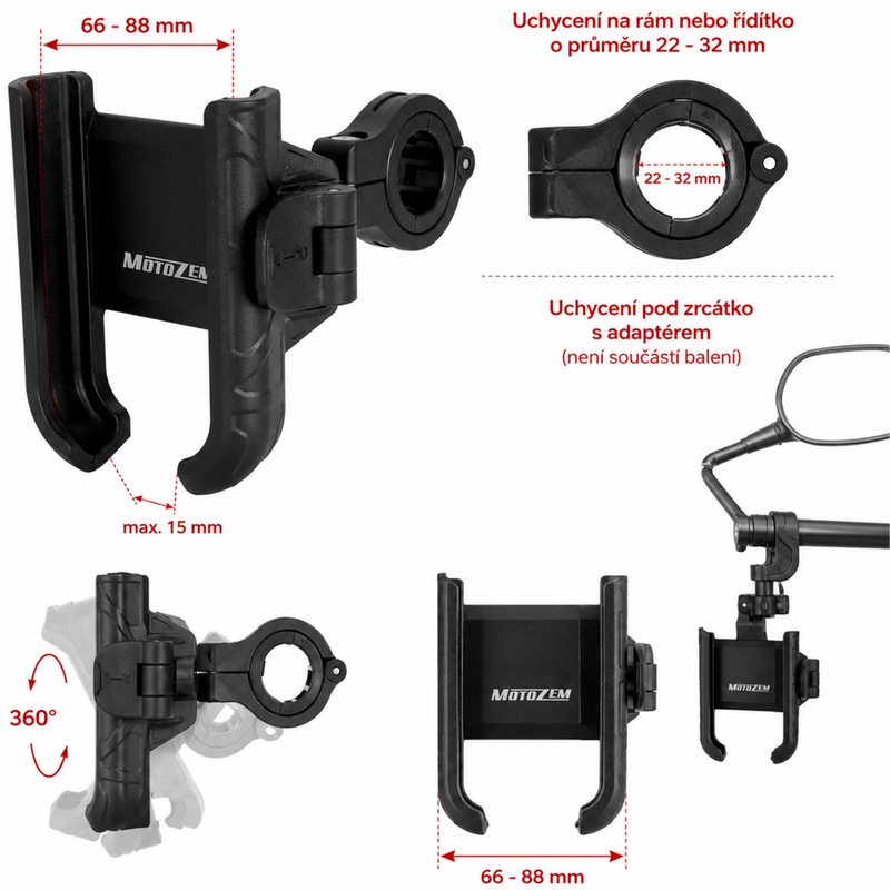 Suport telefon mobil MotoZem ISO negru