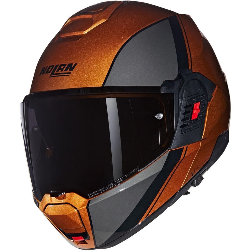 Cască de motocicletă pliabilă Nolan N120-1 Verniciatura Speciale N-COM 343 ocru-negru lucios